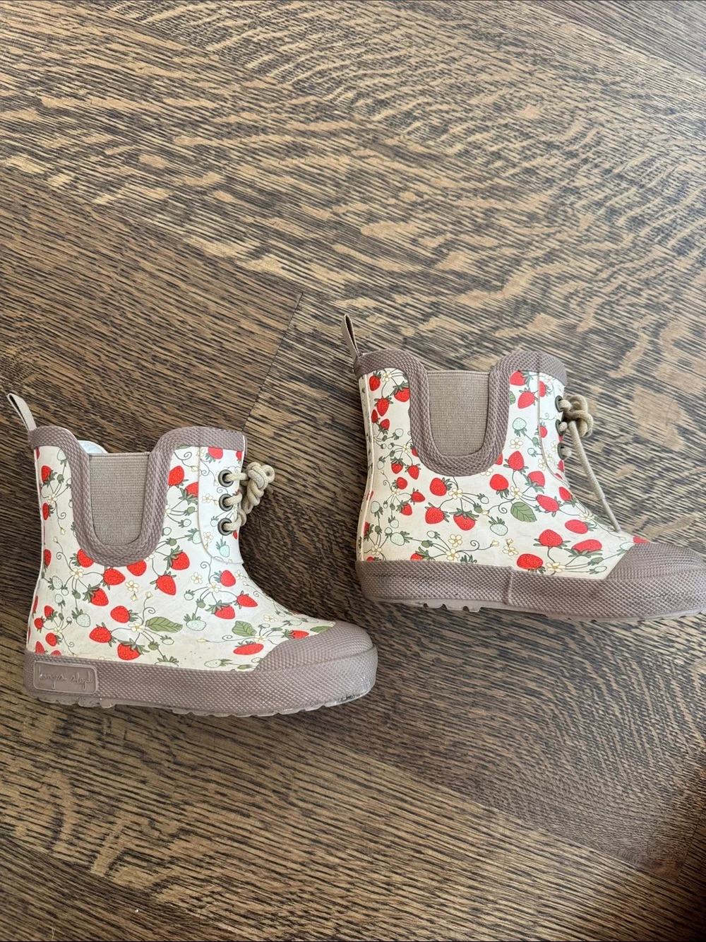 Kids Strawberry Print Rain & Snow Boots - fleece lined